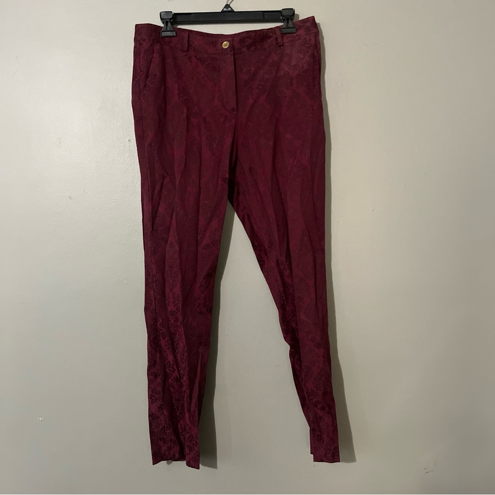 Michael Kors Women's Size 8 Pants Red Paisley Fun Cotton Blend (34X29.5)